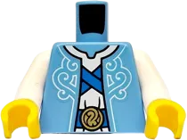 Torso Robe with White Swirls over Tunic, Blue Straps and Belt with Gold Buckle Pattern / White Arms / Yellow Hands