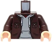 Torso Jacket Open with Pockets over Light Bluish Gray Hoodie and Dark Red Shirt Pattern / Dark Brown Arms / Light Nougat Hands