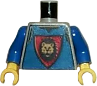 Torso Castle Knights Kingdom Vest, Shield and Lion Head Pattern / Blue Arms / Yellow Hands