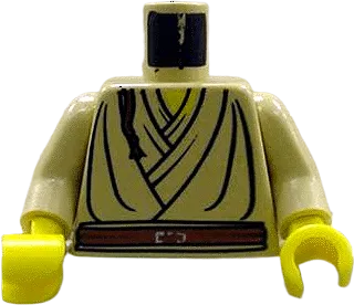 Torso SW Layered Shirt, Brown Belt and Padawan Braid Pattern (Obi-Wan) / Tan Arms / Yellow Hands