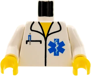 Torso Hospital EMT Star of Life, Open Collar, Pocket Pen Pattern / White Arms / Yellow Hands