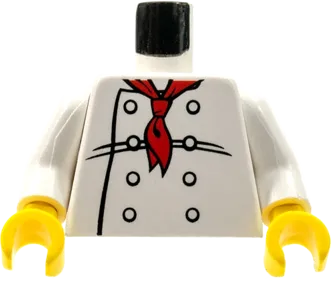 Torso Chef with 8 Buttons, Long Red Neckerchief, Black Wrinkles Pattern / White Arms / Yellow Hands