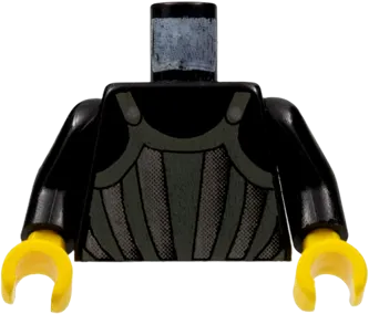 Torso Castle Fright Knights Dark Gray, Silver Striped Armor Pattern / Black Arms / Yellow Hands