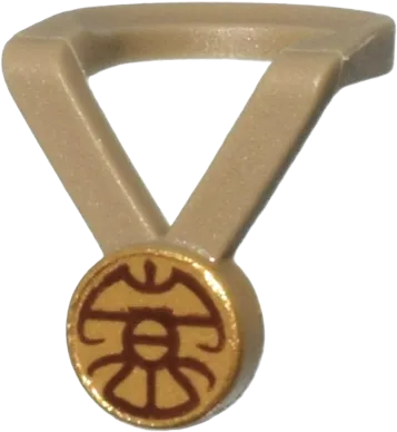 Minifigure Neck Medal with Gold Medallion and Dark Brown Lines Pattern