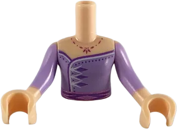 Torso Mini Doll Girl Lavender Dress Pattern, Light Nougat Arms with Hands with Lavender Sleeves