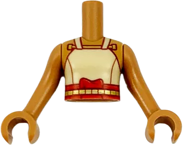 Torso Mini Doll Girl Tan Tank Top, Red Sash Pattern, Medium Nougat Arms with Hands