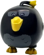 Body Angry Birds Bomb with Bright Light Orange Plume, Beak and Feet, Dark Bluish Gray Feathers on Stomach and Around Eyes Pattern