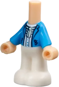 Micro Doll, Body with Molded Dark Azure Top and White Pants and Printed Jacket Open with Lapels and Buttons over White Shirt with Light Aqua Trim Pattern