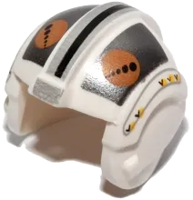 Minifigure, Headgear Helmet SW Rebel Pilot with Flat Silver Rectangles, Medium Nougat and Black Circles Pattern &#40;Theron Nett&#41;