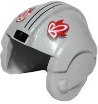 Minifigure, Headgear Helmet SW Rebel Pilot with Red T-16 Skyhopper Pilot Logo and Two Black Stripes Pattern