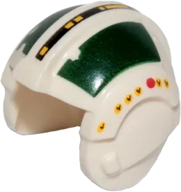 Minifigure, Headgear Helmet SW Rebel Pilot with Dark Green Rectangles Pattern - Wedge Antilles