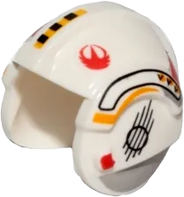 Minifigure, Headgear Helmet SW Rebel Pilot with Red Rebel Logo and Black and Yellow Stripes Pattern &#40;Y-wing Pilot&#41;