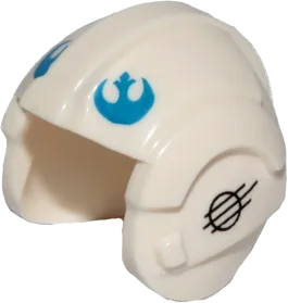 Minifigure, Headgear Helmet SW Rebel Pilot with Blue Rebel Logo and Black Stripes with Circle on Sides Pattern