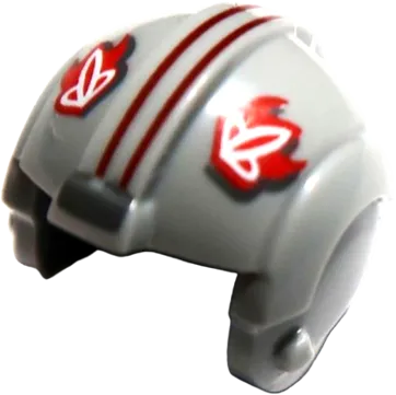 Minifigure, Headgear Helmet SW Rebel Pilot with Red T-16 Skyhopper Pilot Logo and Two Dark Red Stripes Pattern