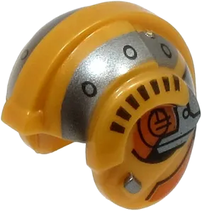 Minifigure, Headgear Helmet SW Rebel Pilot with Pearl Dark Gray Stripes and Dark Orange and Dark Brown Markings Pattern