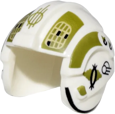 Minifigure, Headgear Helmet SW Rebel Pilot with Olive Green Stripes and Tan Grids, Black Line on Lower Edge Pattern &#40;Jon 'Dutch' Vander, Gold Leader&#41;